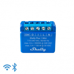 Shelly Módulo Relevador Plus 1 Mini, Inalámbrico, 50 Metros, Azul 