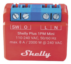 Shelly Módulo Mini Relevador 1PM Plus Mini, WiFi, 8A, Compatible con Alexa/Google/Android/iOs 