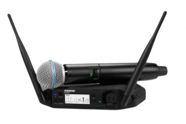 Shure Micrófono GLXD24+/B58, Inalámbrico, XLR, Negro 