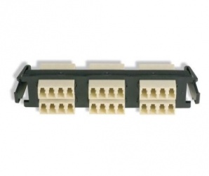 Siemon Panel de 6 Adaptadores de Fibra Óptica LC Quad Multimodo, Beige/Negro 