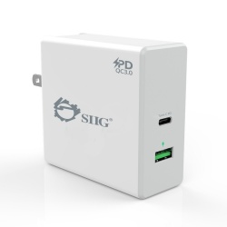 Siig Cargador de Pared AC-PW1F12-S1, 1x USB, 1x USB-C, Blanco 