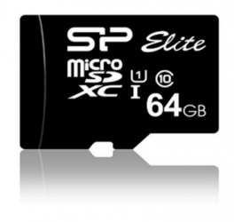 Memoria Flash Silicon Elite, 64GB MicroSDHC UHS-I Clase 10, con Adaptador 