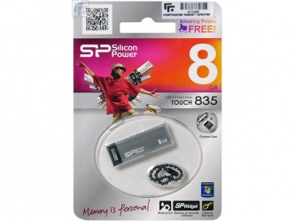 Memoria USB Silicon Power Touch 835, 8GB, USB 2.0, Negro/Gris 