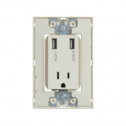 Simon Tomacorriente 25454-31, 1 Enchufe + 2x USB, 127V, 15A, Marfil 