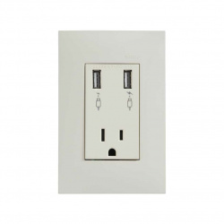 Simon Tomacorriente 25454-61, 1 Enchufe, 2x USB, 127V, 15A, Marfil 