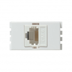 Simon Placa de Pared 25483-30, Cat6 RJ-45, 1 Puerto, Blanco 
