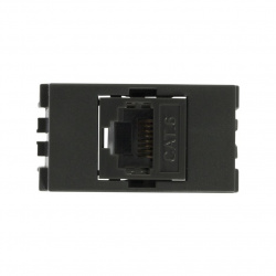Simon Placa de Pared 25483-38, Cat6 RJ-45, 1 Puerto, Negro 