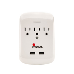 Smartbitt Supresor de Picos SBSS425J-3, 3 Salidas, 2 Puertos USB, 425 Joules 