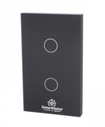 SmartHome by Epcom Interruptor de Luz Inteligente SHS412W, 2 Botones, Wi-Fi, Negro  