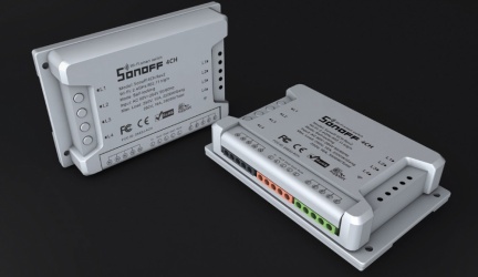 Sonoff Interruptor de Luz Inteligente 4CHPROR2, 4 Dispositivos, WiFi, Plata 