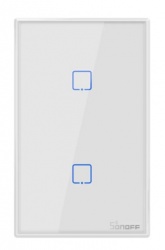 Sonoff Interruptor de Luz Inteligente T2US2C, 2 Botones, WiFi, Blanco 