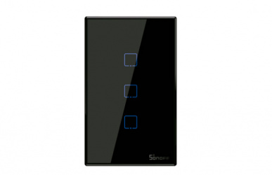 Sonoff Interruptor de Luz Inteligente T3US3C, 3 Botones, WiFi, Negro 
