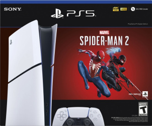 Sony PlayStation 5 Slim Digital Edition 1TB, WiFi, Bluetooth 5.1, Internacional, Blanco/Negro - Spider-Man 2 