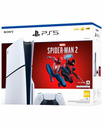 Sony PlayStation 5 Slim Standard Edition 1TB, WiFi, Bluetooth 5.1, Internacional, Blanco/Negro ― Incluye Juego Marvel's Spider-Man 2 