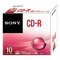 Sony Discos Virgenes para CD, CD-R, 48x, 10 Discos (10CDQ80SS) 