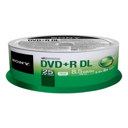 Sony Torre de Discos Virgenes, DVD+R DL, 8.5GB, 25 Piezas 