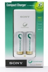 Sony Cargador Compacto para 1-2 Pilas AA o AAA 
