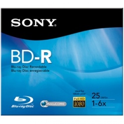 Sony Disco Virgen para Blu Ray, BD-R, 6x, 1 Disco (BNR25R3H) 