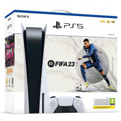 Sony PlayStation 5 Standard Edition 825GB, WiFi, Bluetooth 5.1, Blanco/Negro ― Incluye Juego FIFA 23 