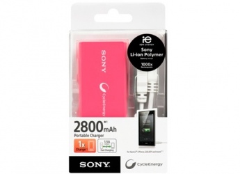 Cargador Portátil Sony CP-V3/P, 2800mAh, Rosa 