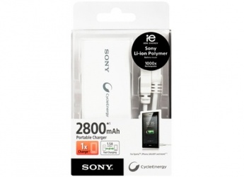 Cargador Portátil Sony CP-V3/W, 2800mAh, Blanco 