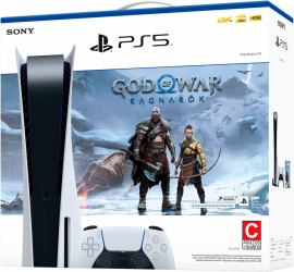 Sony PlayStation 5 Standard Edition 825GB, WiFi, Bluetooth 5.1, Blanco/Negro ― Incluye Juego God Of War Ragnarok 