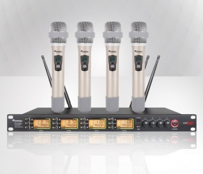 Soundtrack Micrófonos STW-4000HH, Inalámbricos, Plata - 4 Piezas 