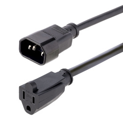 StarTech.com Cable de Poder C14 Macho - NEMA 5-15R Hembra, 1 Metro, Negro 