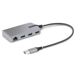StarTech.com Hub USB 3.0 - 3x USB 3.0, x1 RJ-45, 5000 Mbit/s, Gris 