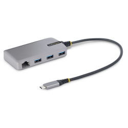 StarTech.com Hub USB C - 3x USB 3.0, x1 RJ-45, 5000 Mbit/s, Gris 