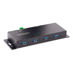 StarTech.com Hub Industrial, 5000 Mbit/s, USB 3.0 de 4 Puertos, Negro 