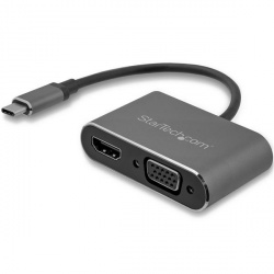 StarTech.com Adaptador USB-C Macho - VGA/HDMI Hembra, Negro 