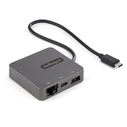 StarTech.com Docking Station USB C, 1x USB A, 1x HDMI/VGA/RJ-45, Negro/Plata 