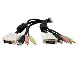 StarTech.com Cable KVM 4 en 1 DVI-D Dual Link Doble Enlace USB con Audio Micrófono, 3 Metros 