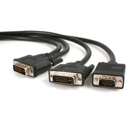 StarTech.com Cable DVI-I Macho - DVI-D + VGA (D-Sub) Macho, 1.8 Metros, Negro 