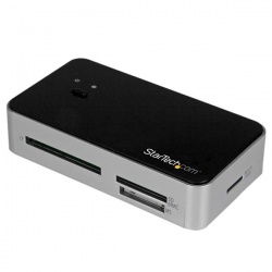 StarTech.com Lector de Memoria con Hub USB de 2 Puertos, USB 3.0, Negro/Plata 