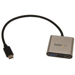StarTech.com Concentrador Hub USB C 3.0 Macho - 1x USB A Hembra/1x USB C, 5000 Mbit/s, Negro/Plata 