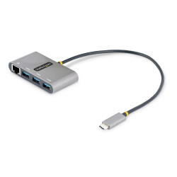 Startech.com Hub USB C 3.0, 3x USB A 3.0, 1x RJ-45, Gris 