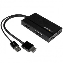 StarTech.com Adaptador de Viajes A/V 3 en 1 HDMI - DisplayPort, VGA o DVI, Negro 