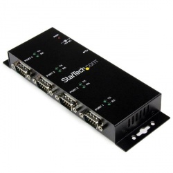 StarTech.com Hub Concentrador Adaptador USB a Serial RS232 DB9, 4 Puertos, Negro 