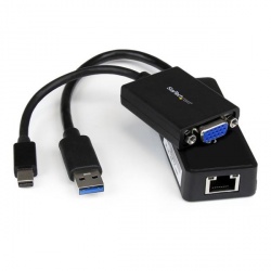 StarTech.com Kit de Adaptadores Mini DisplayPort, USB 3.0 - VGA, Gigabit Ethernet, Negro 