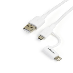 StarTech.com Cable de Carga Certificado MFi Lightning/Micro USB Macho - USB A Macho, 1 Metro, Blanco, para iPod/iPhone/iPad 