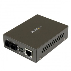 StarTech.com Convertidor de Medios Gigabit Ethernet RJ45 a Fibra Óptica SC Multimodo, 550 Metros 