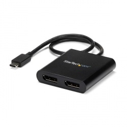 StarTech.com Divisor Multiplicador USB C - DisplayPort, 2 Puertos, Negro 