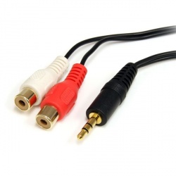 StarTech.com Cable 3.5mm Macho - 2x RCA Hembra, 1.8 Metros, Negro 
