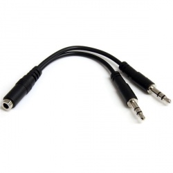 StarTech.com Cable 3,5mm Hembra - 2x de 3,5mm Macho, 13cm, Negro 