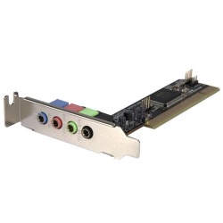 StarTech.com PCISOUND4LP Tarjeta de Sonido PCI de Perfil Bajo de 4 Canales con Efectos de Audio AC97 3D 