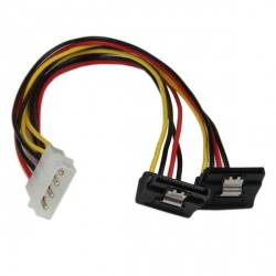 StarTech.com Cable SATA con Ángulo, 4-pin Molex Macho - 2x SATA 15-pin Hembra, 30cm 