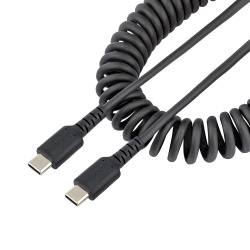 StarTech.com Cable Espiral USB-C Macho - USB-C Macho, 1 Metro, Negro 