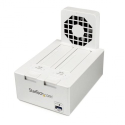 StarTech.com Docking Station USB 3.0 con Ventilador para 2 Discos Duros, 2.5''/3.5'', SATA, Blanco 